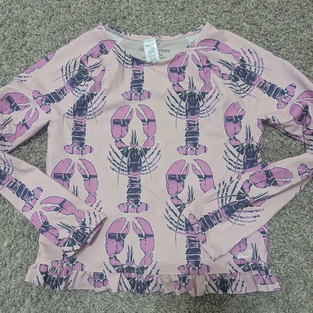 Vineyard Vines Pink and Purple Lobster Long Sleeve Rashguard
